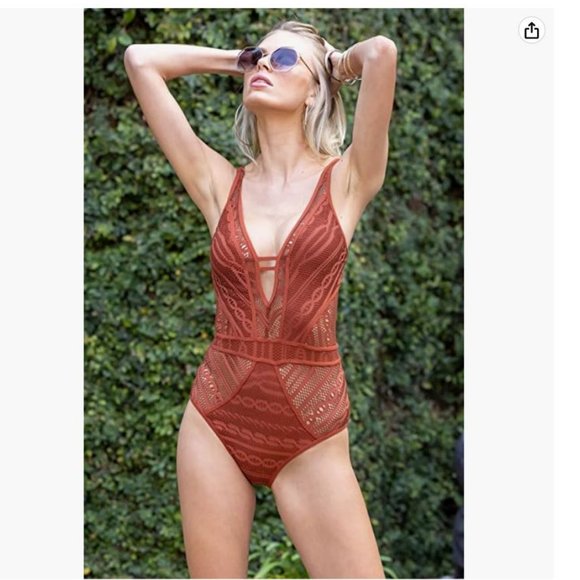 BECCA Swim Nwot Becca Color Play Onepiece Swimsuit 7127 Crochet